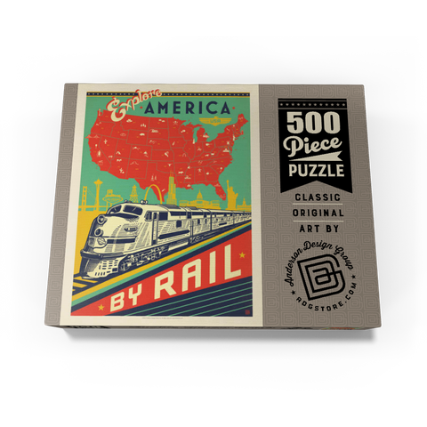 Explore America By Rail, Vintage Poster 500 Jigsaw Puzzle box view3