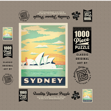 Australia: Sydney Harbor, Vintage Poster 1000 Jigsaw Puzzle box 3D Modell