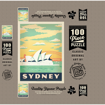 Australia: Sydney Harbor, Vintage Poster 100 Jigsaw Puzzle box 3D Modell