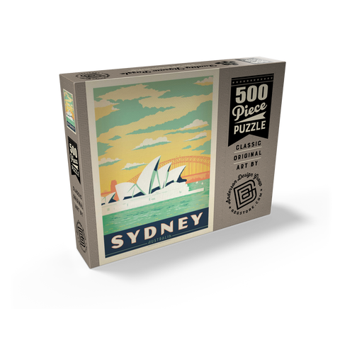 Australia: Sydney Harbor, Vintage Poster 500 Jigsaw Puzzle box view2