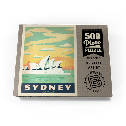 Australia: Sydney Harbor, Vintage Poster 500 Jigsaw Puzzle box view3