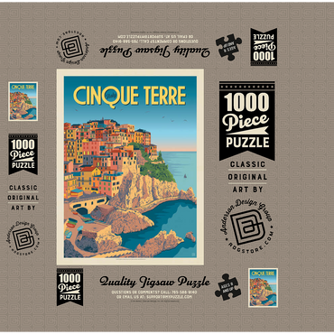 Italy: Cinque Terre, Vintage Poster 1000 Jigsaw Puzzle box 3D Modell