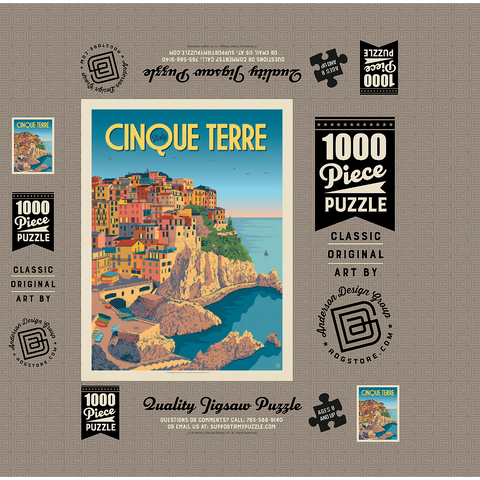 Italy: Cinque Terre, Vintage Poster 1000 Jigsaw Puzzle box 3D Modell