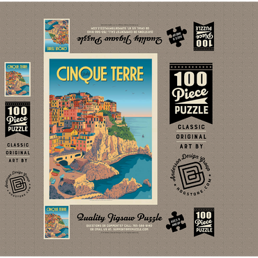 Italy: Cinque Terre, Vintage Poster 100 Jigsaw Puzzle box 3D Modell