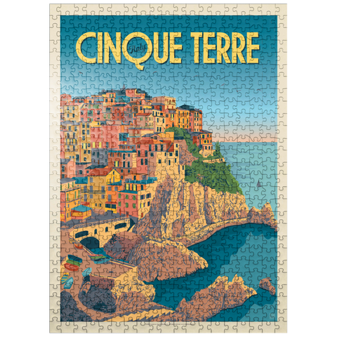 puzzleplate Italy: Cinque Terre, Vintage Poster 500 Jigsaw Puzzle