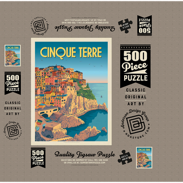 Italy: Cinque Terre, Vintage Poster 500 Jigsaw Puzzle box 3D Modell