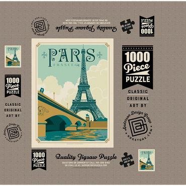 France: Paris, Vintage Poster 1000 Jigsaw Puzzle box 3D Modell