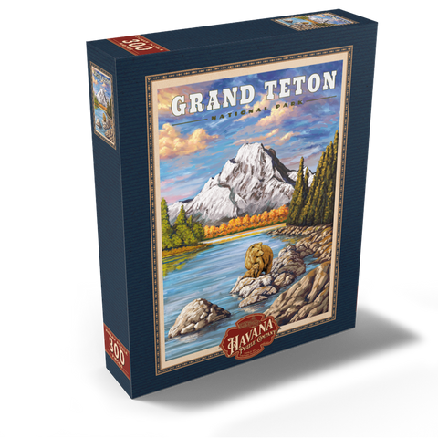 Grand Teton National Park - Grizzly Bear Hug, Vintage Travel Poster 300 Jigsaw Puzzle box view2