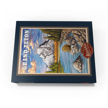 Grand Teton National Park - Grizzly Bear Hug, Vintage Travel Poster 300 Jigsaw Puzzle box view3