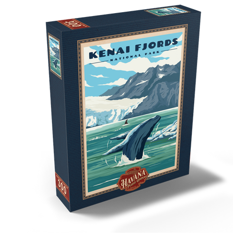 Kenai Fjords National Park - Whale's Haven in Nature, Vintage Travel Poster 300 Jigsaw Puzzle box view2