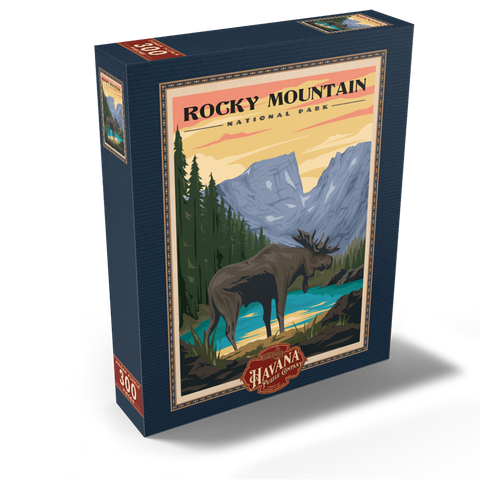 Rocky Mountain National Park - Moose in the Rocky Sunrise, Vintage Travel Poster 300 Jigsaw Puzzle box view2