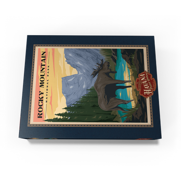 Rocky Mountain National Park - Moose in the Rocky Sunrise, Vintage Travel Poster 300 Jigsaw Puzzle box view3
