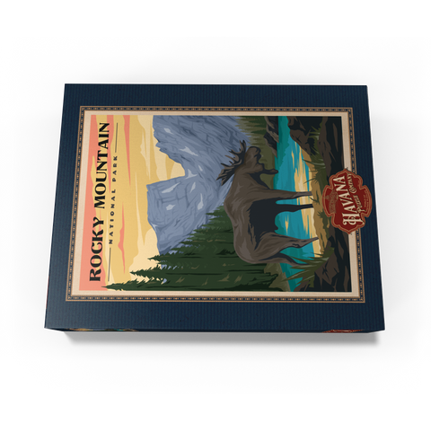 Rocky Mountain National Park - Moose in the Rocky Sunrise, Vintage Travel Poster 300 Jigsaw Puzzle box view3