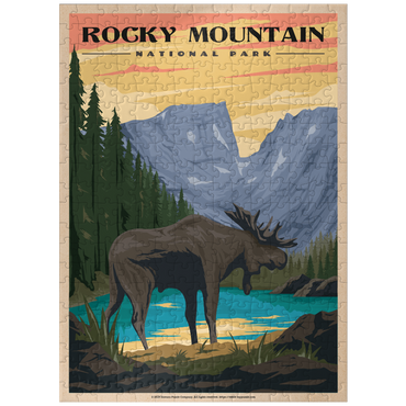 puzzleplate Rocky Mountain National Park - Moose in the Rocky Sunrise, Vintage Travel Poster 300 Jigsaw Puzzle