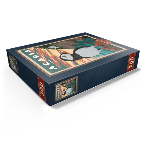 Acadia National Park - Bass Harbor Puffins, Vintage Travel Poster 300 Jigsaw Puzzle box view1
