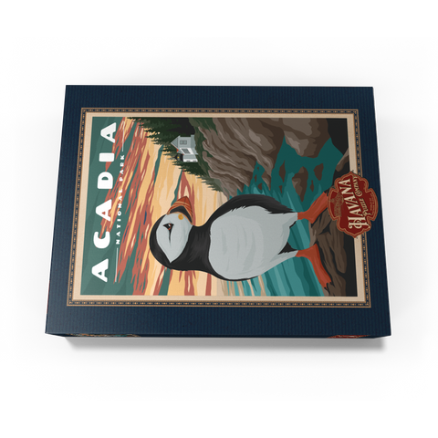 Acadia National Park - Bass Harbor Puffins, Vintage Travel Poster 300 Jigsaw Puzzle box view3