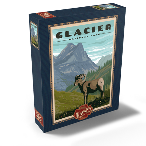 Glacier National Park - Where the Bighorn Sheep Roam, Vintage Travel Poster 300 Jigsaw Puzzle box view2