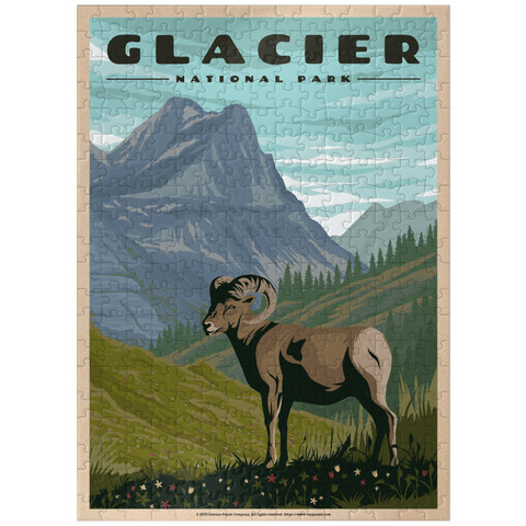 puzzleplate Glacier National Park - Where the Bighorn Sheep Roam, Vintage Travel Poster 300 Jigsaw Puzzle