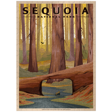 puzzleplate Sequoia National Park - Tunnel Log, Vintage Travel Poster 300 Jigsaw Puzzle