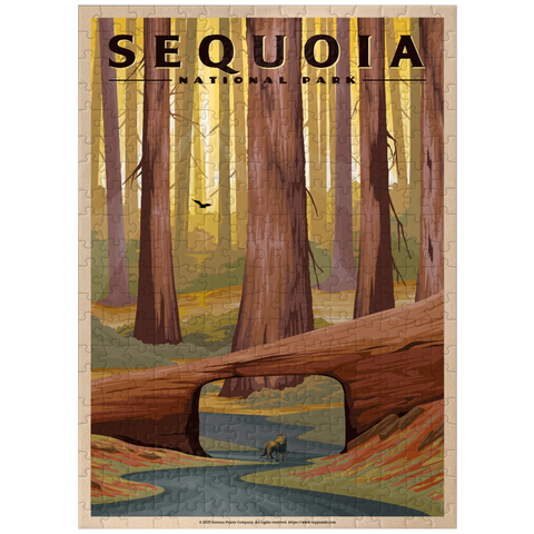 puzzleplate Sequoia National Park - Tunnel Log, Vintage Travel Poster 300 Jigsaw Puzzle