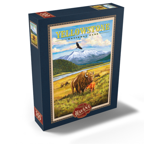 Yellowstone National Park - Hayden Valley Bisons, Vintage Travel Poster 300 Jigsaw Puzzle box view2