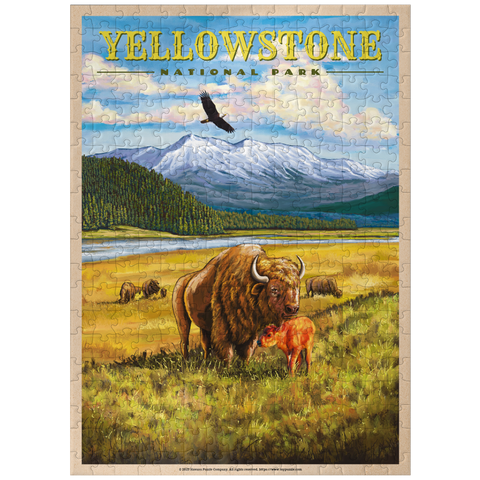 puzzleplate Yellowstone National Park - Hayden Valley Bisons, Vintage Travel Poster 300 Jigsaw Puzzle