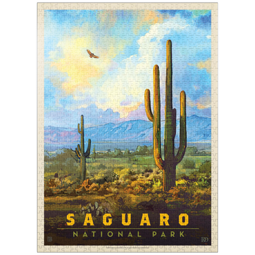 puzzleplate Saguaro National Park: Desert Daybreak, Vintage Poster 1000 Jigsaw Puzzle