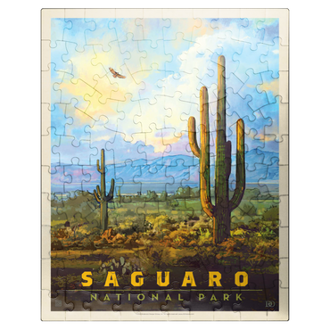 puzzleplate Saguaro National Park: Desert Daybreak, Vintage Poster 100 Jigsaw Puzzle