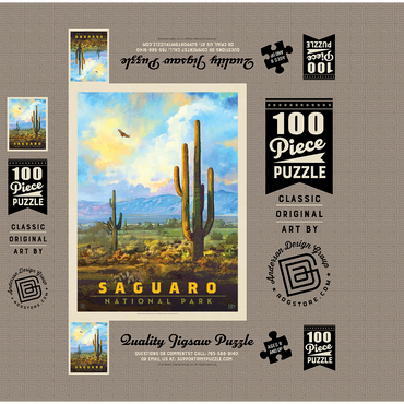 Saguaro National Park: Desert Daybreak, Vintage Poster 100 Jigsaw Puzzle box 3D Modell