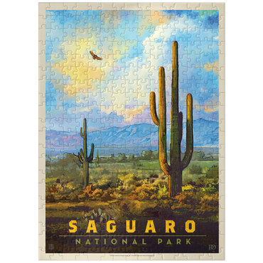 puzzleplate Saguaro National Park: Desert Daybreak, Vintage Poster 300 Jigsaw Puzzle