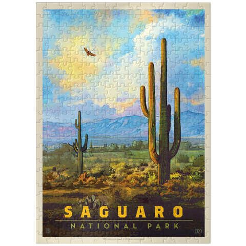puzzleplate Saguaro National Park: Desert Daybreak, Vintage Poster 300 Jigsaw Puzzle