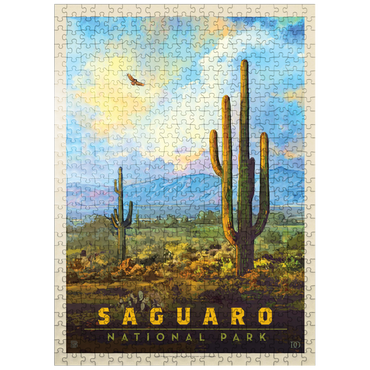 puzzleplate Saguaro National Park: Desert Daybreak, Vintage Poster 500 Jigsaw Puzzle