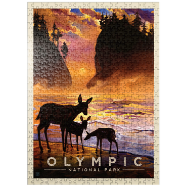 puzzleplate Olympic National Park: Magical Moment, Vintage Poster 500 Jigsaw Puzzle