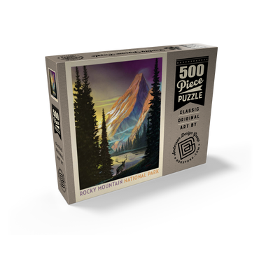 Rocky Mountain National Park: Pyramid Peak, Vintage Poster 500 Jigsaw Puzzle box view2