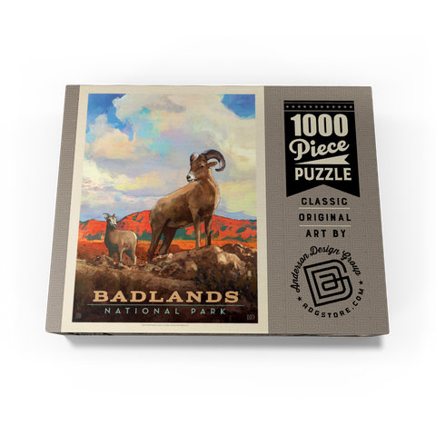 Badlands National Park: Bighorn Sheep, Vintage Poster 1000 Jigsaw Puzzle box view3