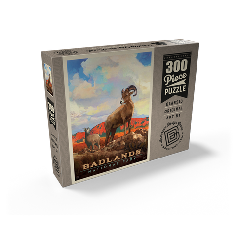 Badlands National Park: Bighorn Sheep, Vintage Poster 300 Jigsaw Puzzle box view2