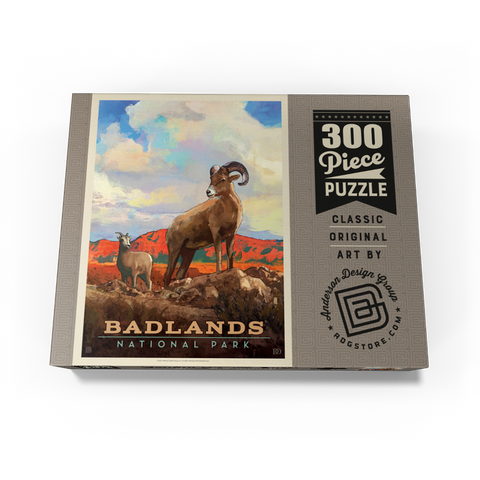 Badlands National Park: Bighorn Sheep, Vintage Poster 300 Jigsaw Puzzle box view3