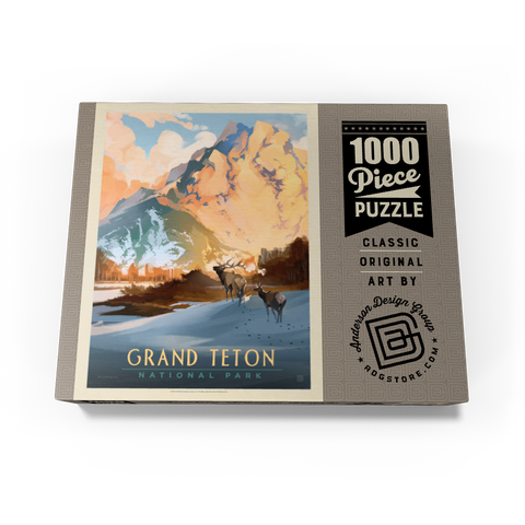 Grand Teton National Park: Winter Hush, Vintage Poster 1000 Jigsaw Puzzle box view3