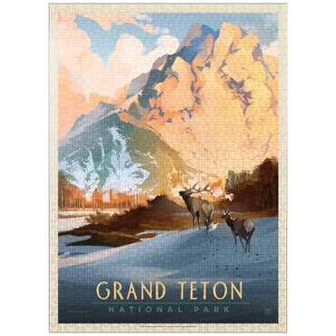 puzzleplate Grand Teton National Park: Winter Hush, Vintage Poster 1000 Jigsaw Puzzle