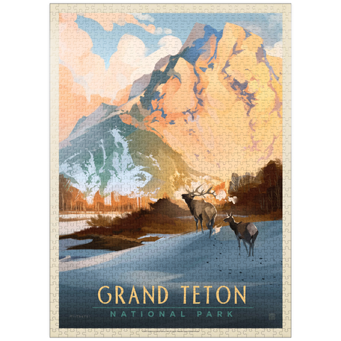 puzzleplate Grand Teton National Park: Winter Hush, Vintage Poster 1000 Jigsaw Puzzle