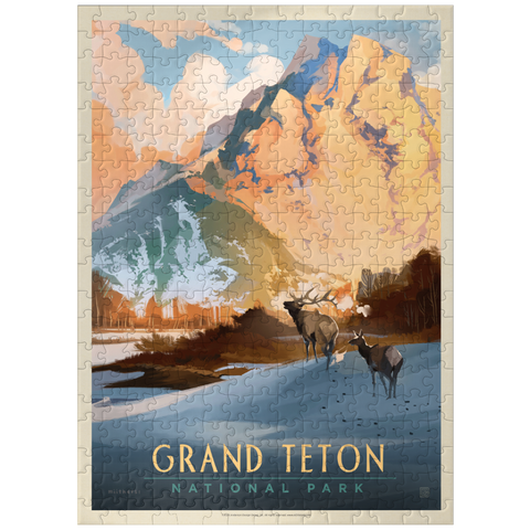 puzzleplate Grand Teton National Park: Winter Hush, Vintage Poster 300 Jigsaw Puzzle