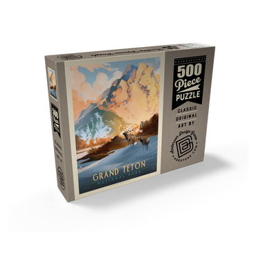 Grand Teton National Park: Winter Hush, Vintage Poster 500 Jigsaw Puzzle box view2