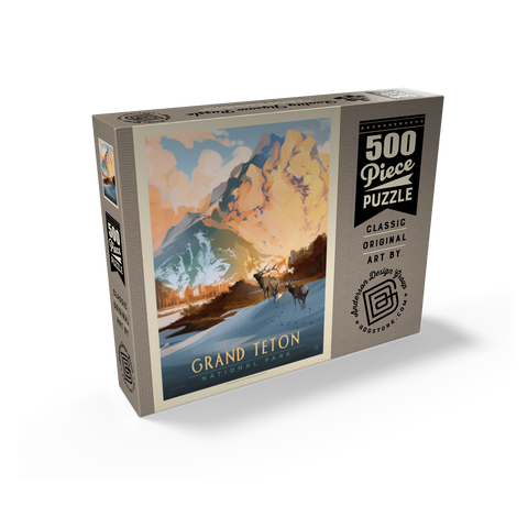 Grand Teton National Park: Winter Hush, Vintage Poster 500 Jigsaw Puzzle box view2
