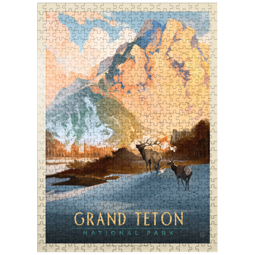 puzzleplate Grand Teton National Park: Winter Hush, Vintage Poster 500 Jigsaw Puzzle