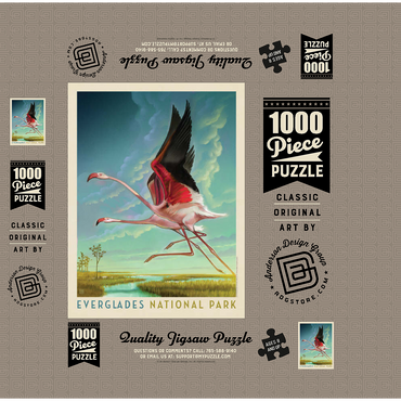 Everglades National Park: Flight Of The Flamingos, Vintage Poster 1000 Jigsaw Puzzle box 3D Modell