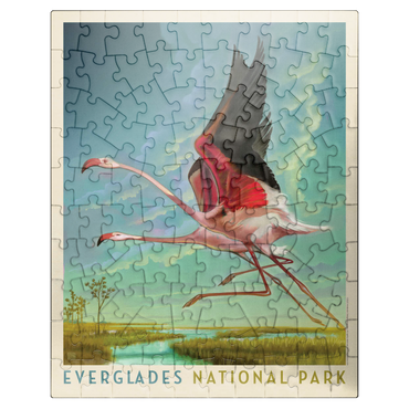 puzzleplate Everglades National Park: Flight Of The Flamingos, Vintage Poster 100 Jigsaw Puzzle