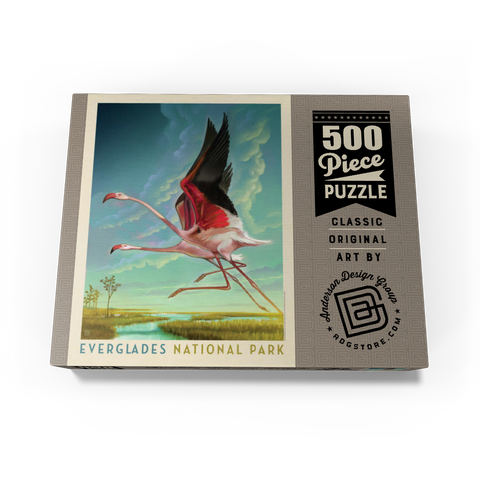 Everglades National Park: Flight Of The Flamingos, Vintage Poster 500 Jigsaw Puzzle box view3