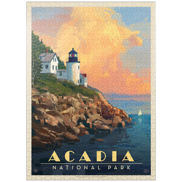 puzzleplate Acadia National Park: Lighthouse, Vintage Poster 1000 Jigsaw Puzzle