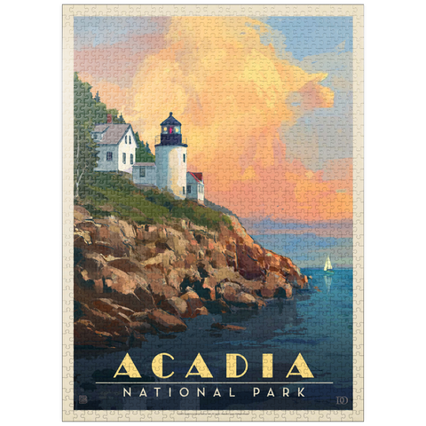 puzzleplate Acadia National Park: Lighthouse, Vintage Poster 1000 Jigsaw Puzzle
