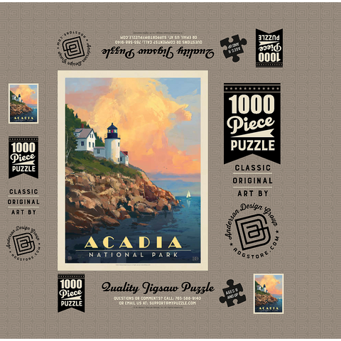 Acadia National Park: Lighthouse, Vintage Poster 1000 Jigsaw Puzzle box 3D Modell